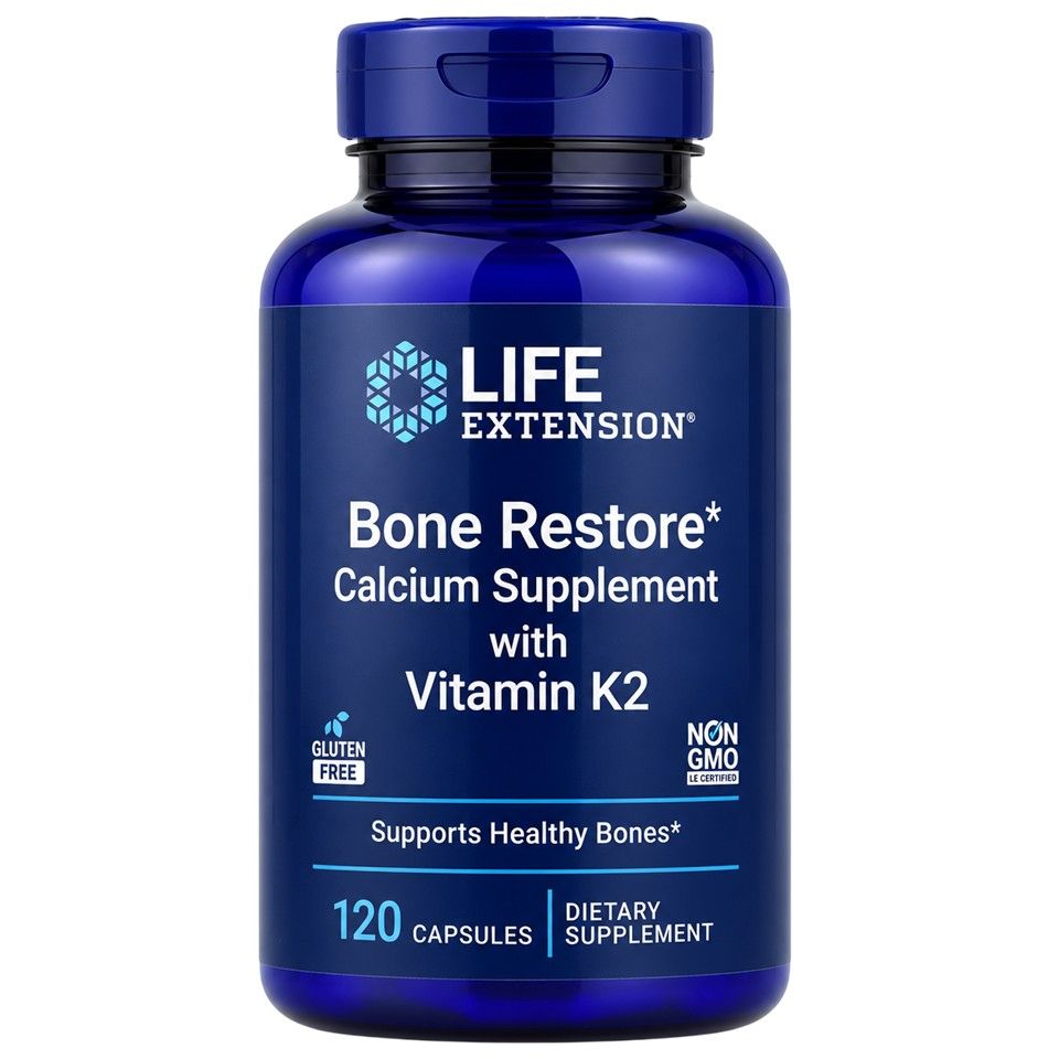 Life Extension, Bone Restore, Calcium Supplement with Vitamin K2, 120 Capsules