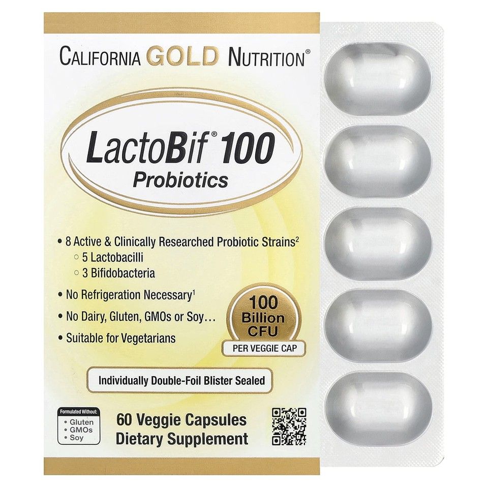 California Gold Nutrition, LactoBif 100 Probiotics, 100 Billion CFU, 60 Veggie Capsules