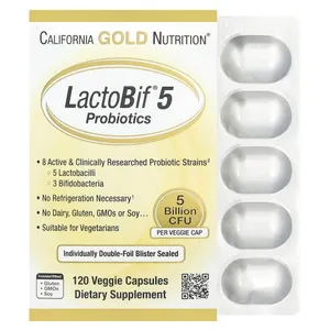 California Gold Nutrition, LactoBif 5 Probiotics, 5 Billion CFU, 120 Veggie Capsules