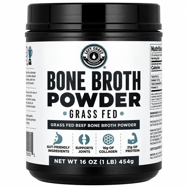 Left Coast Performance, Bone Broth Powder, Beef, 16 oz (454 g)